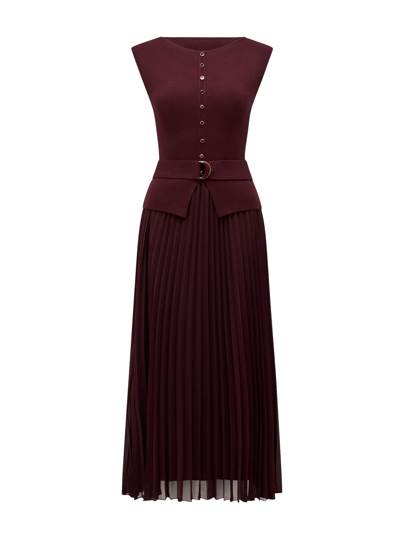 Lelani Pleated Hem Midi Dress Burgundy