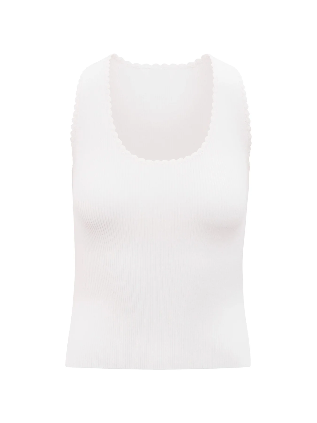 Bree Crochet Detail Knit Tank Top White