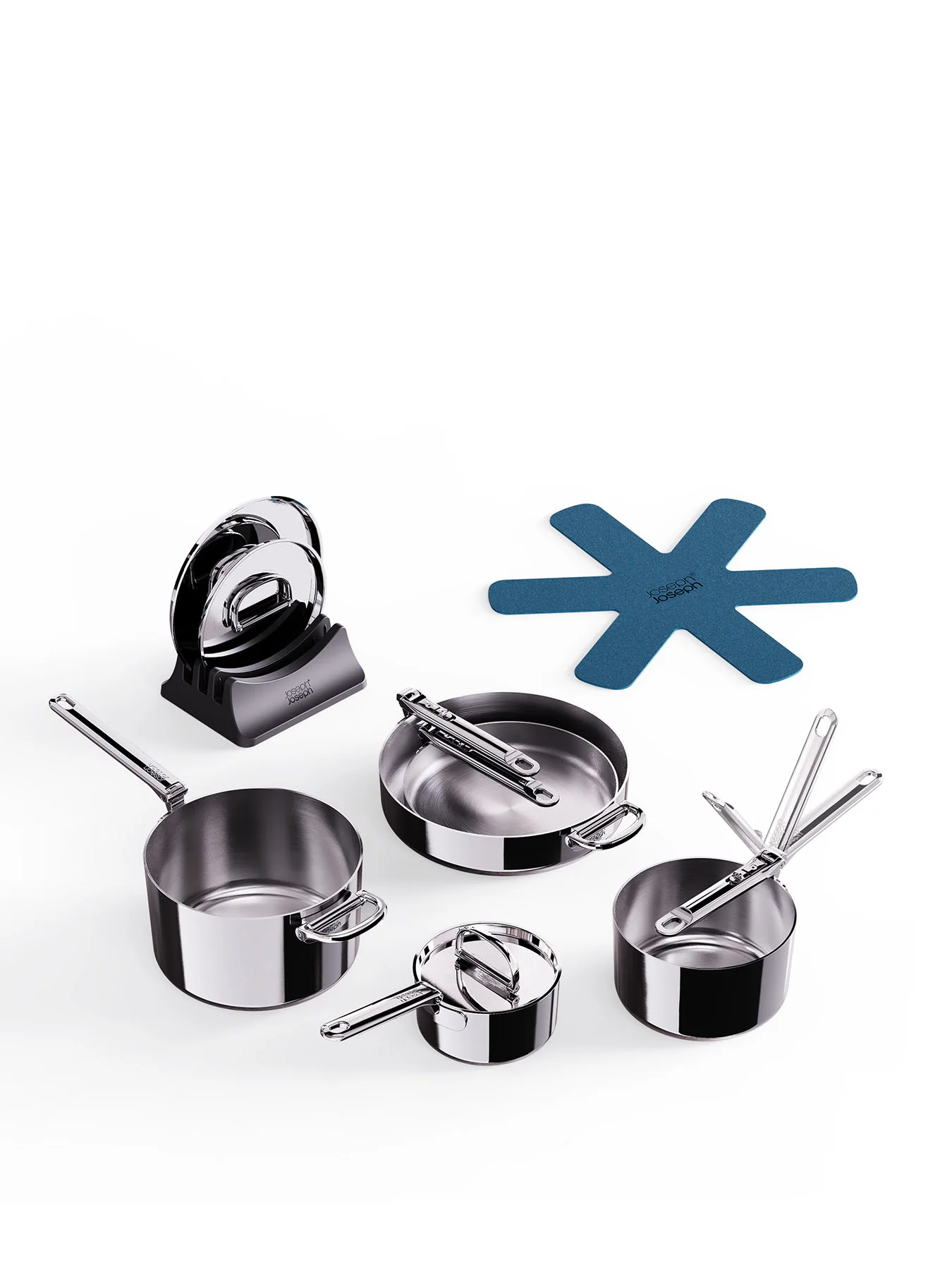 Space Steel 5 Piece Stainless Steel Saucepan Set