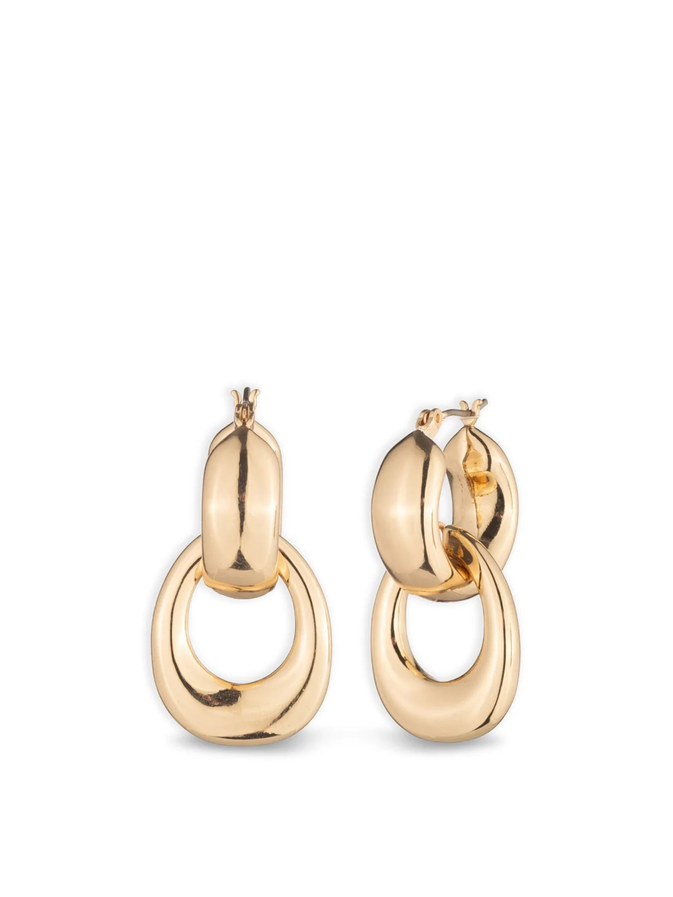 Puffy Hoop Drop Earrings Gold