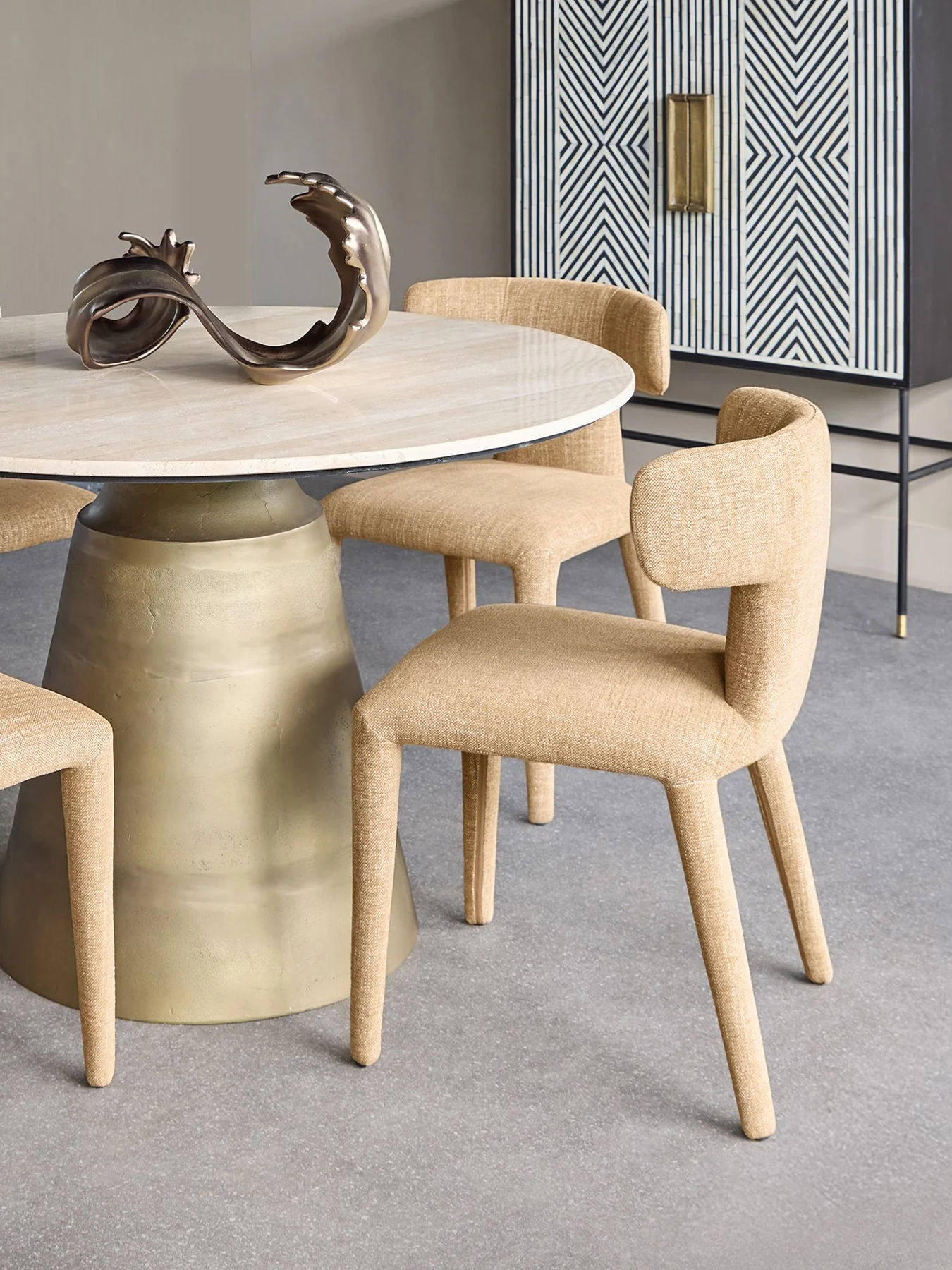 Pair of Milo Upholstered Dining Chairs in Wheat - Image 2