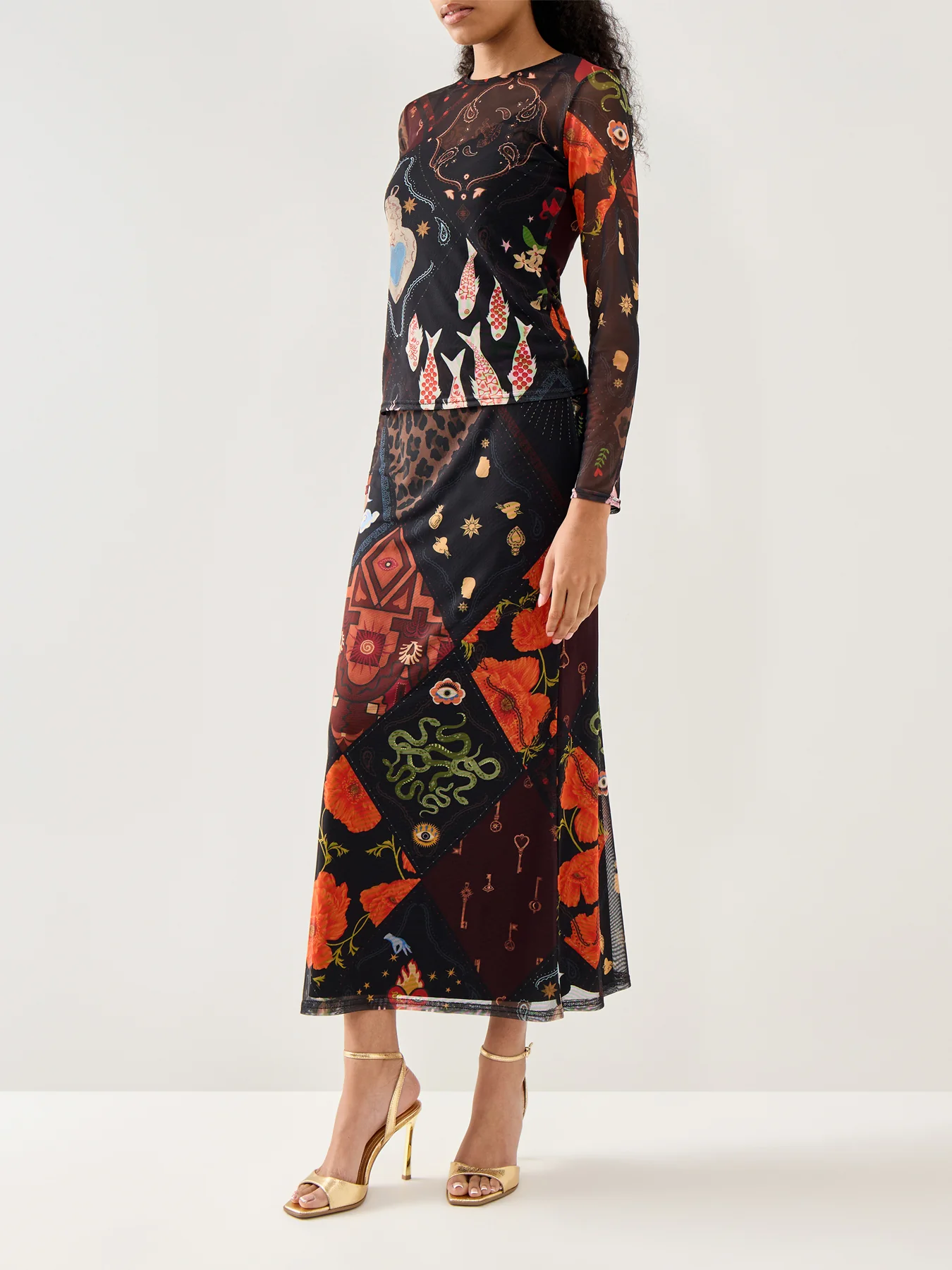 Black Night Garden Mesh Dorris Skirt Black - Image 2