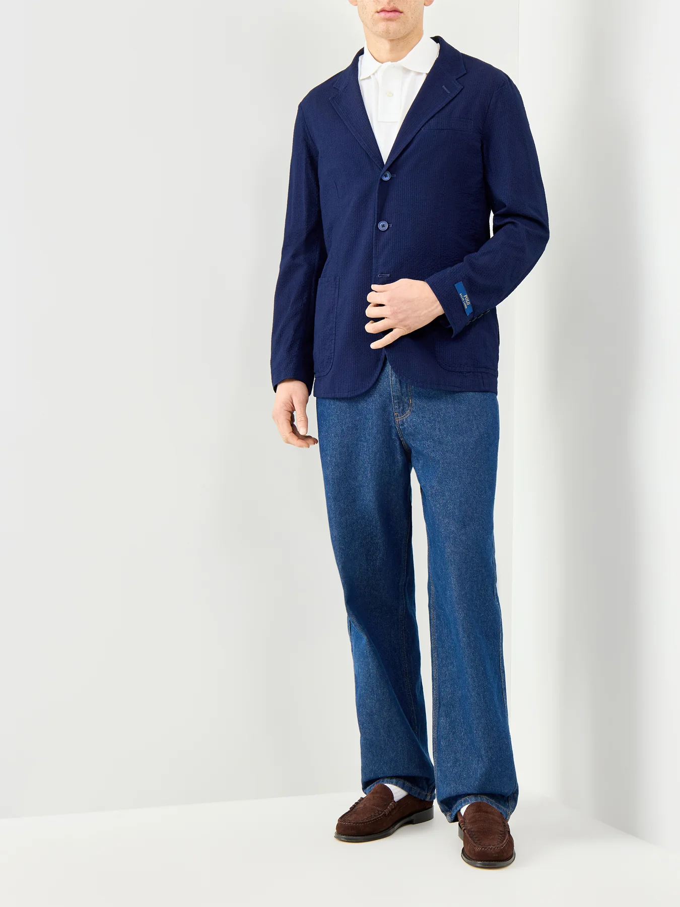 Seersucker Pinstripe Blazer Navy - Image 2