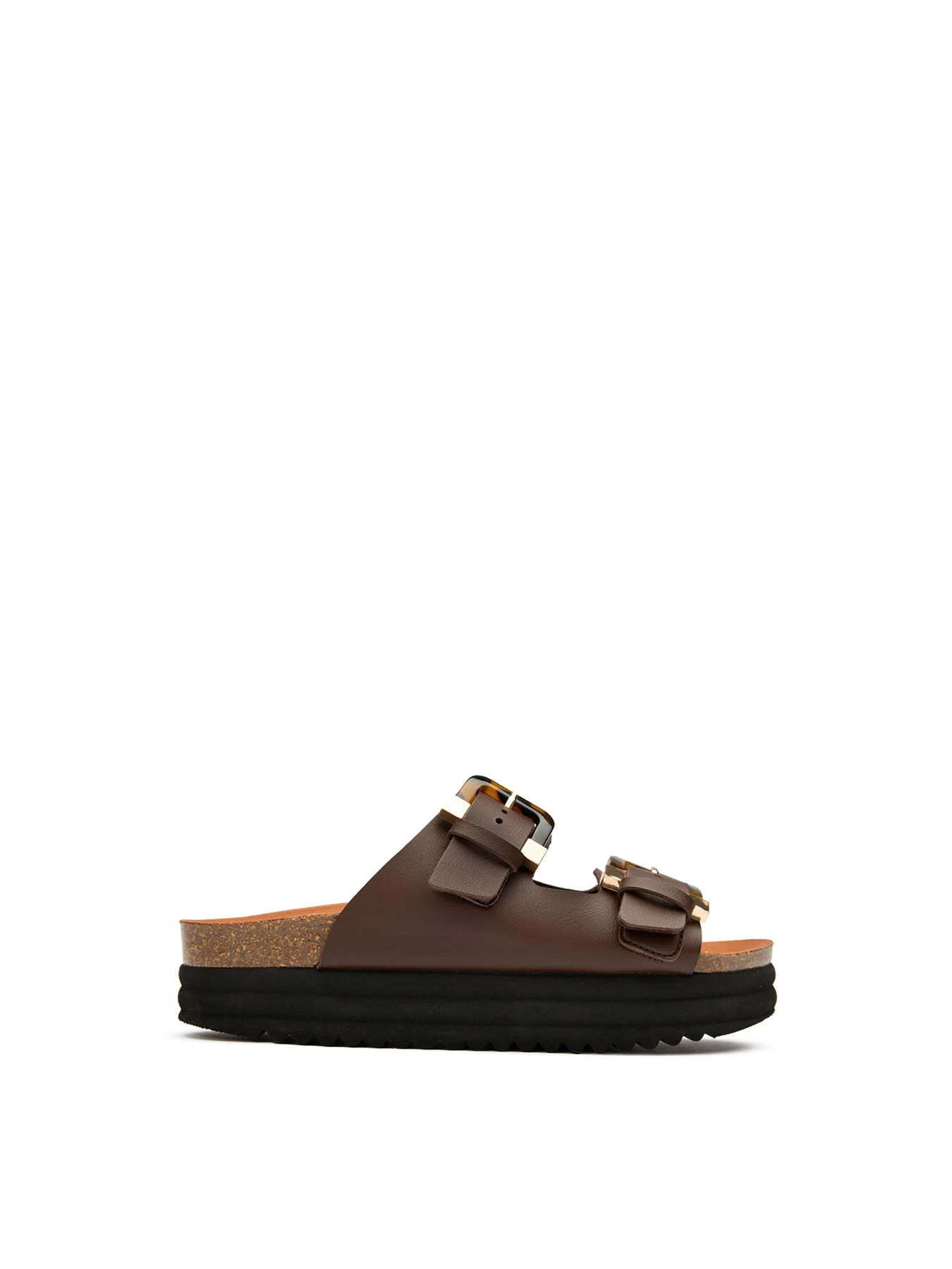 Plum Footbed Sandals Brown