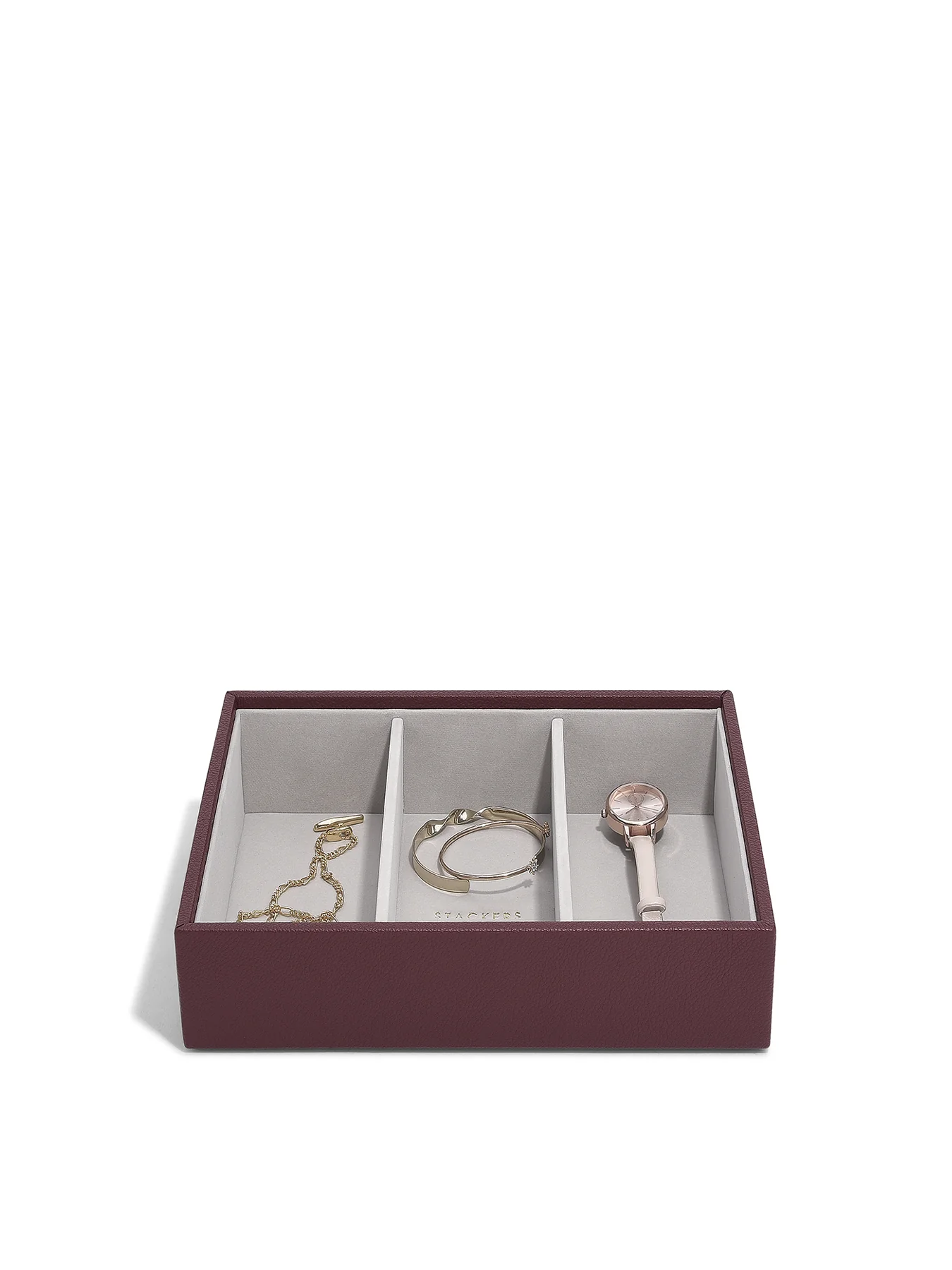 Classic Deep Jewellery Box 3 Layer Burgundy
